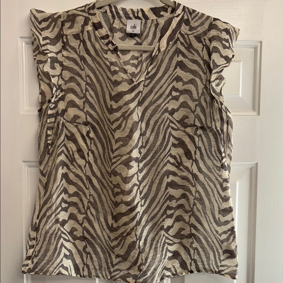CaBi Cream and Brown Blouse with Zebra Print size Medium - Picture 1 of 1